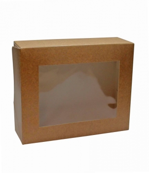 Kuchenverpackung mit Sichtfenster hellbraun mittel, für Mehlspeisen, 18,5x15x6cm